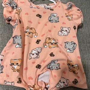 Adorable Cat Print Kids Blouse - Peach